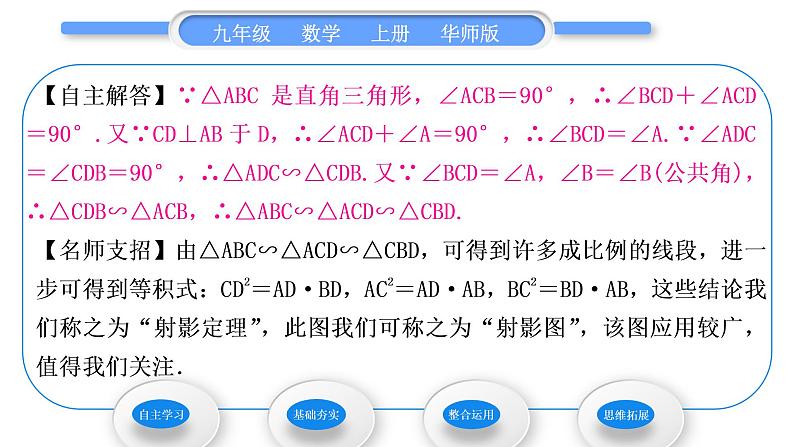 华师大版九年级数学上第23章图形的相似23.3相似三角形2相似三角形的判定第1课时相似三角形的判定定理习题课件第4页