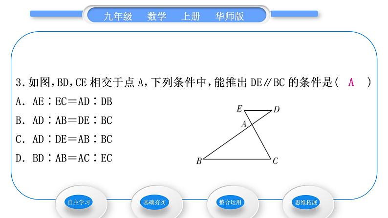 华师大版九年级数学上第23章图形的相似23.3相似三角形2相似三角形的判定第2课时相似三角形的判定定理习题课件第8页