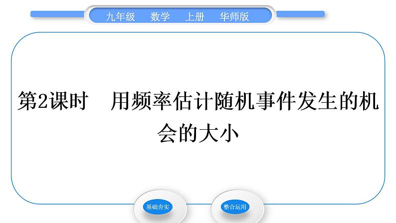 华师大版九年级数学上第25章随机事件的概率25.1在重复试验中观察不确定现象第2课时用频率估计随机事件发生的机会的大小习题课件01