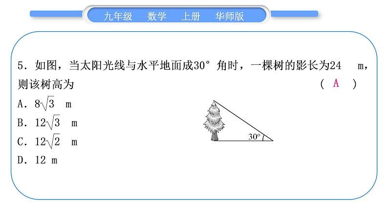 华师大版九年级数学上第24章解直角三角形基本功强化训练(五)特殊三角函数的计算习题课件第6页