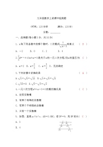 华师大版九年级数学上册期中检测题(word版，含答案)