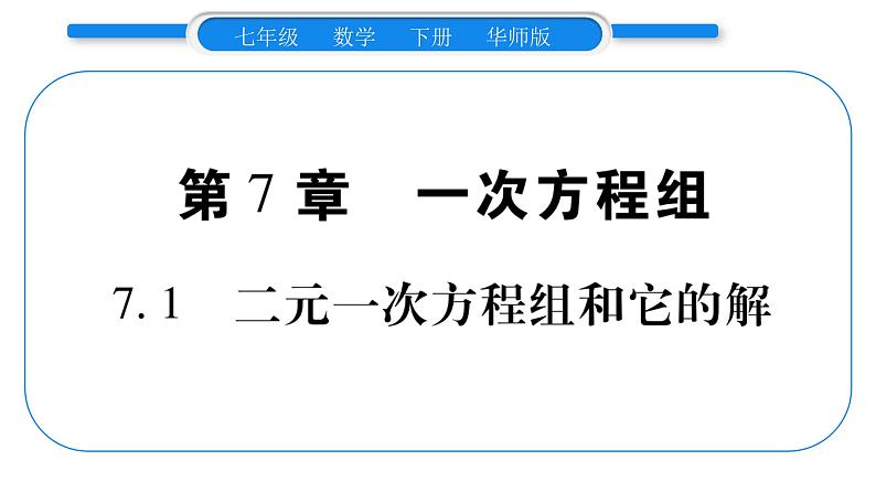 华师大版七年级数学下第7章 一次方程组7.1 二元一次方程组和它的解习题课件习题课件01