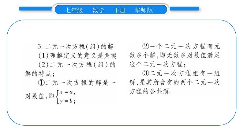 华师大版七年级数学下第7章 一次方程组7.1 二元一次方程组和它的解习题课件习题课件03