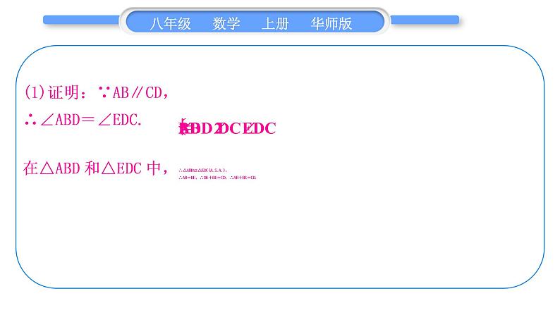 华师大版八年级数学上第13章全等三角形知能素养小专题(三)证明三角形全等的七种基本思路习题课件07