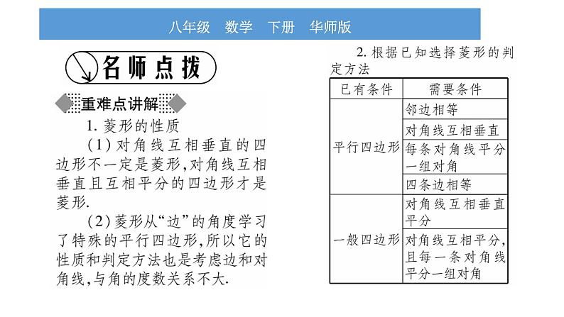 华师大版八年级下第19章矩形、菱形与正方形19.2 菱形2菱形的判定习题课件02