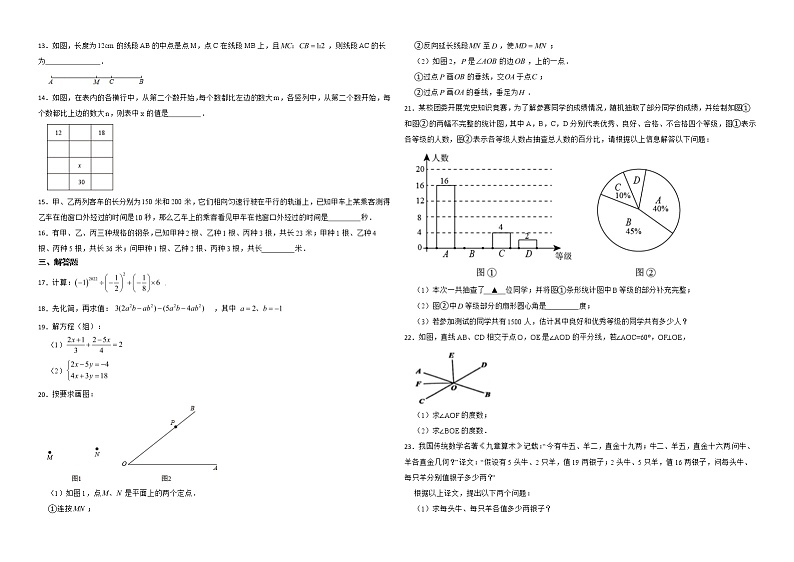 安徽省合肥市包河区2022年七年级上学期期末数学试题解析版02