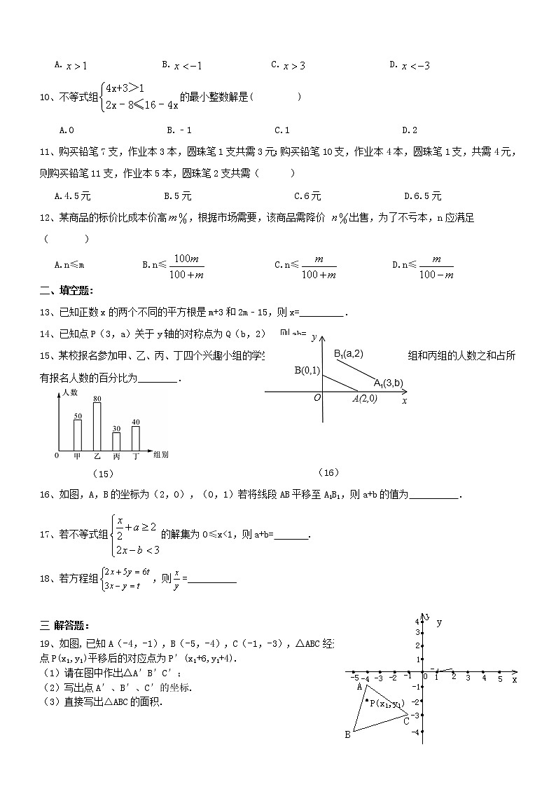 2016-2017学年天津市河西区七年级数学下册期末模拟题-含答案第2页