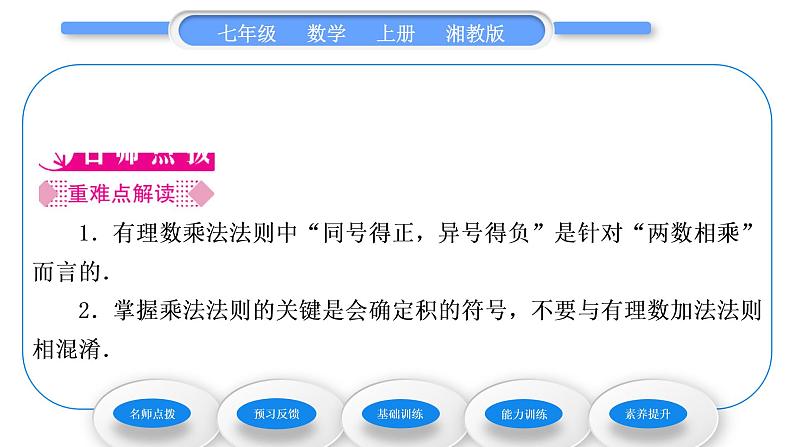 湘教版七年级数学上第1章有理数5有理数的乘法和除法1有理数的乘法第1课时有理数的乘法习题课件第2页