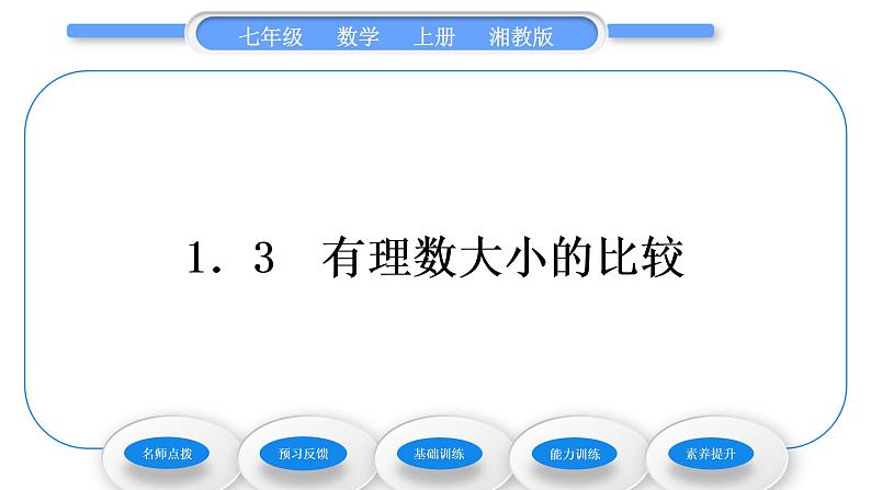湘教版七年级数学上第1章有理数3有理数大小的比较习题课件第1页