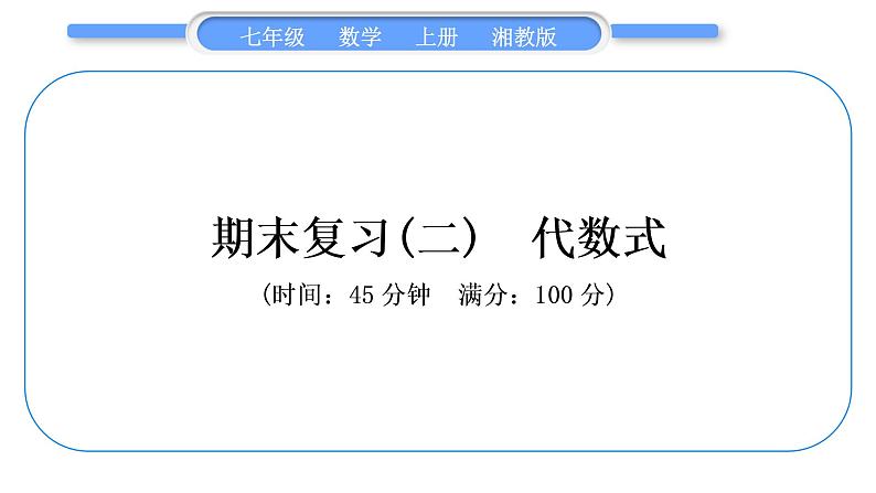 湘教版七年级数学上专项期末复习(二)代数式习题课件01