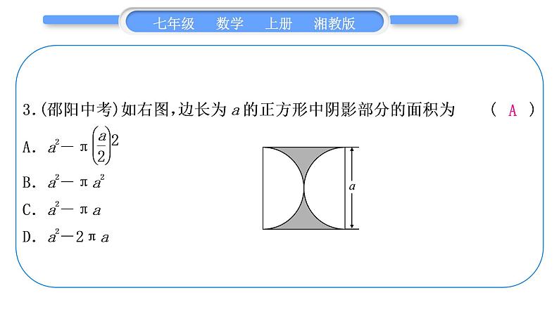 湘教版七年级数学上专项期末复习(二)代数式习题课件04