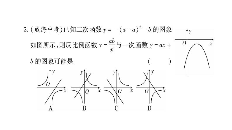 华师大版九年级数学下第26章二次函数小专题（四）抛物线中与系数a,b,c有关的问题习题课件03