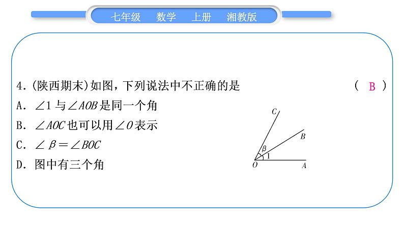 湘教版七年级数学上单元周周测(十)(4.3)习题课件05