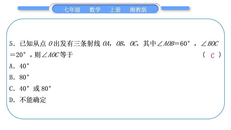 湘教版七年级数学上单元周周测(十)(4.3)习题课件06