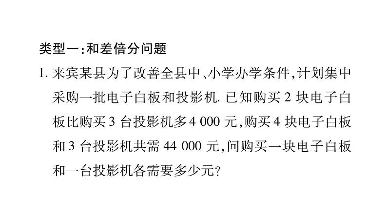 湘教版七年级数学下第1章二元一次方程组小专题（一） 二元一次方程的实际应用习题课件第2页