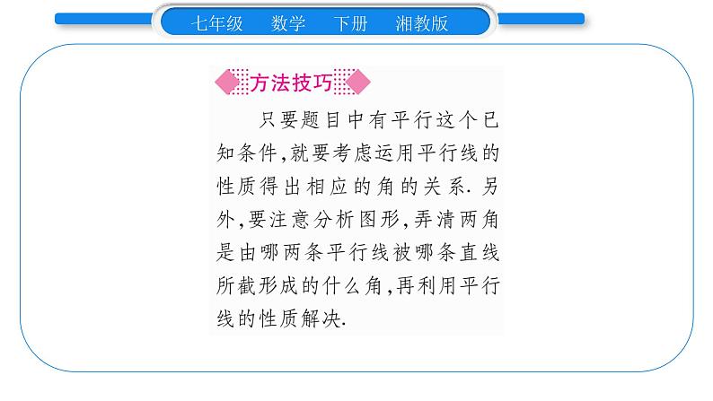 湘教版七年级数学下第4章相交线与平行线4.3 平行线的性质习题课件04