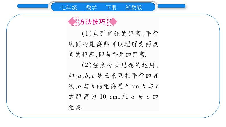 湘教版七年级数学下第4章相交线与平行线4.6 两条平行线间的距离习题课件05