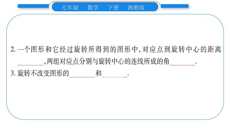湘教版七年级数学下第5章轴对称与旋转5.2 旋转习题课件08