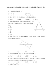 2021-2022学年上海市普陀区九年级（上）期末数学试卷（一模）（含答案解析）