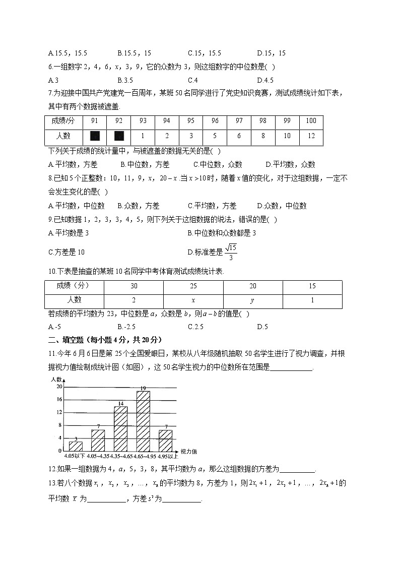 第6章 数据的分析（测能力） 北师大版数学八年级上册单元闯关双测卷(含答案)02