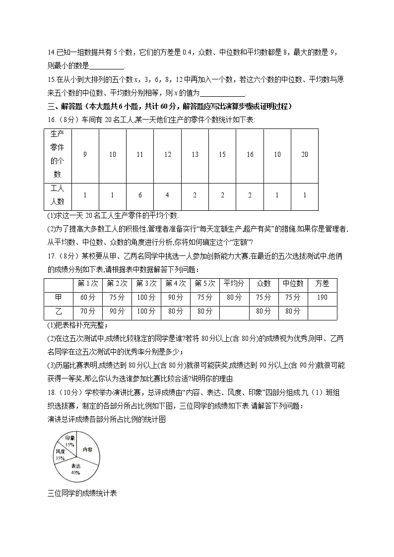 第6章 数据的分析（测能力） 北师大版数学八年级上册单元闯关双测卷(含答案)03