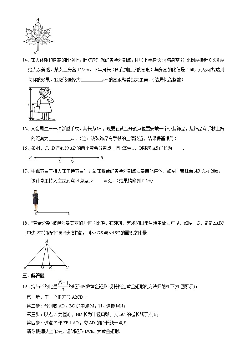 6.2 黄金分割-苏科版九年级数学下册课后提升练(含答案)03