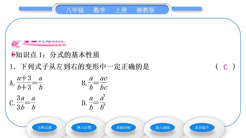 湘教版八年级数学上第1章分式1.1分式第2课时分式的基本性质习题课件第8页