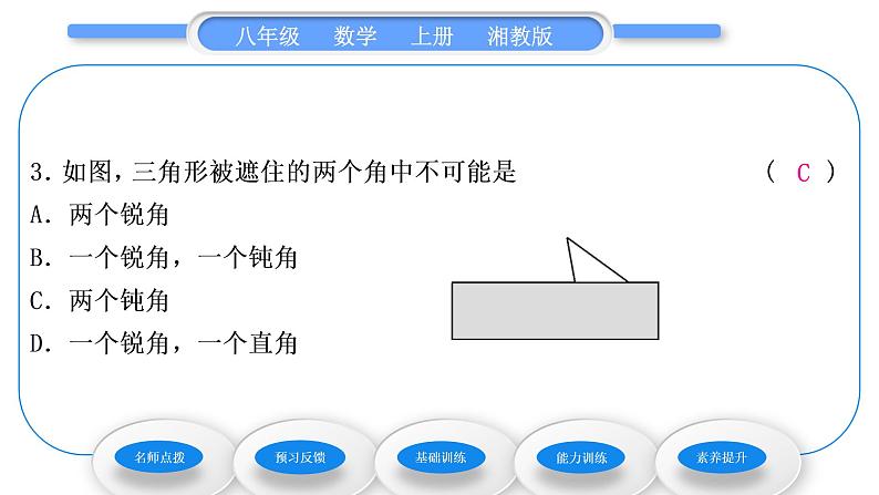 湘教版八年级数学上第2章三角形2.1三角形第3课时三角形的内角和外角习题课件第8页