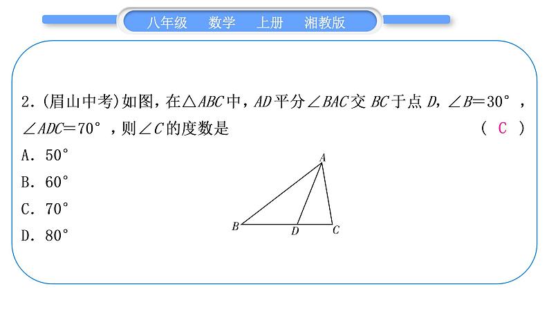 湘教版八年级数学上第2章三角形中考重热点突破习题课件第3页