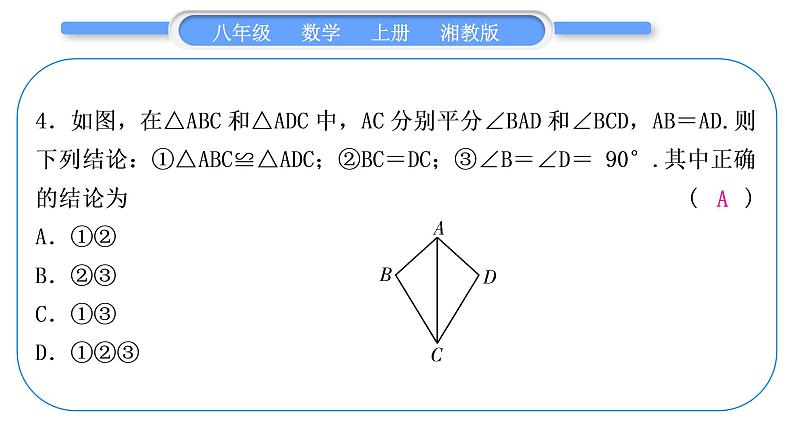 湘教版八年级数学上期末复习(二)三角形习题课件05