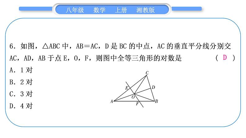 湘教版八年级数学上期末复习(二)三角形习题课件07