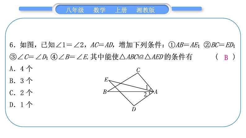 湘教版八年级数学上期末复习(六)综合复习习题课件第7页