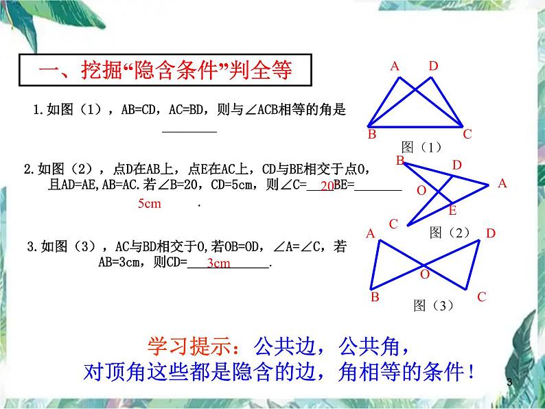 人教版八年级上册数学课件：第十二章全等三角形复习课第3页