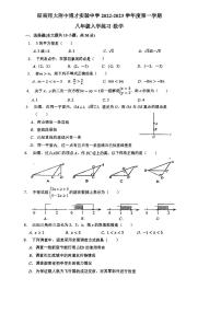 2022湖南师大附中博才实验中学八上入学考试数学试卷