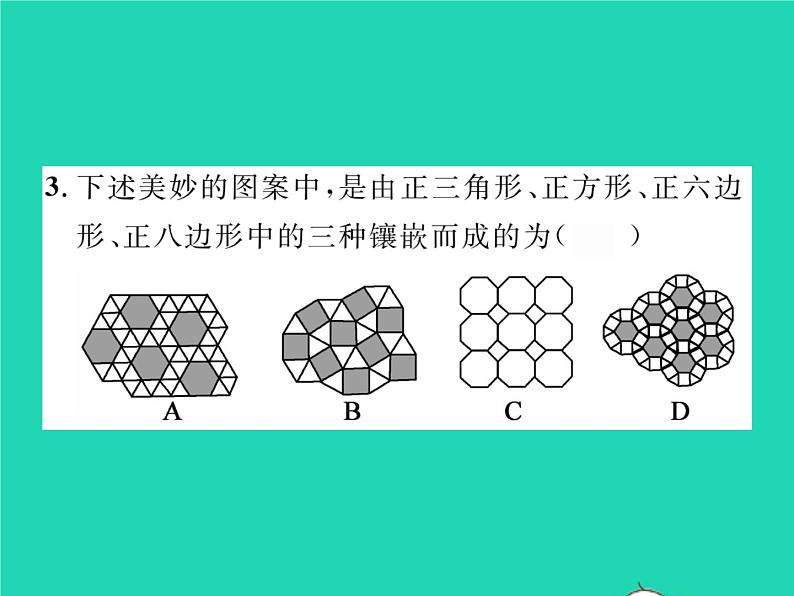 2022八年级数学下册第19章四边形19.4综合与实践多边形的镶嵌习题课件新版沪科版04