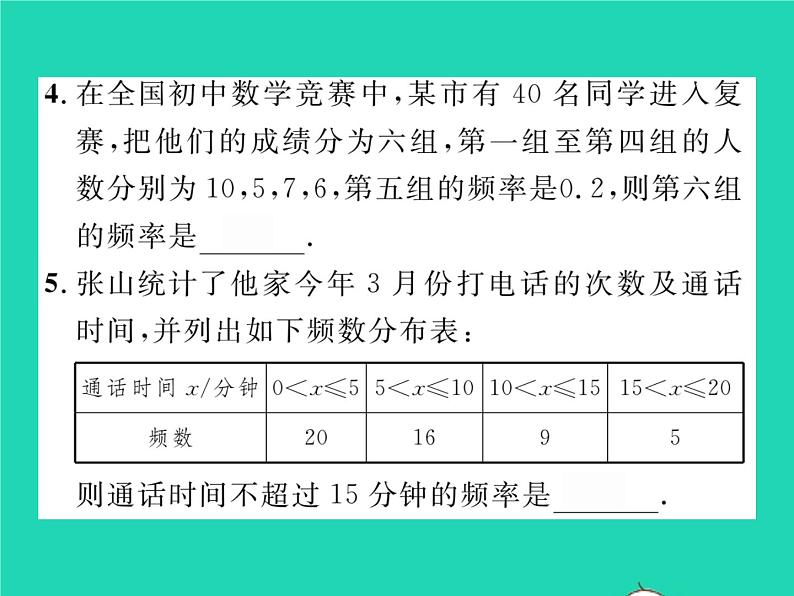 2022八年级数学下册第20章数据的初步分析20.1数据的频数分布习题课件新版沪科版第4页