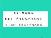 2022七年级数学下册第8章整式的乘法与因式分解8.2整式乘法8.2.1单项式与单项式相乘第1课时单项式与单项式相乘习题课件新版沪科版