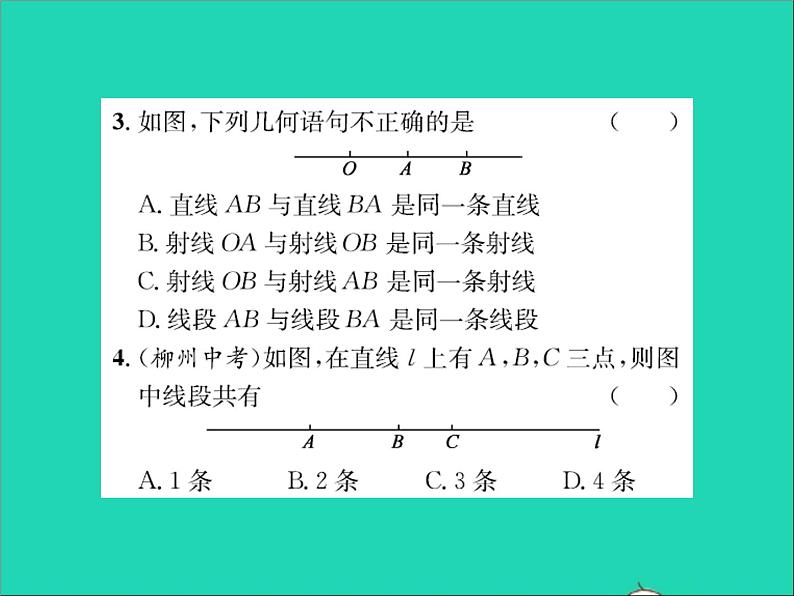 2022七年级数学上册第二章几何图形的初步认识2.2点和线习题课件新版冀教版03