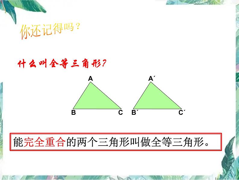 人教版  数学八年级上册第十二章全等三角形复习课件第2页