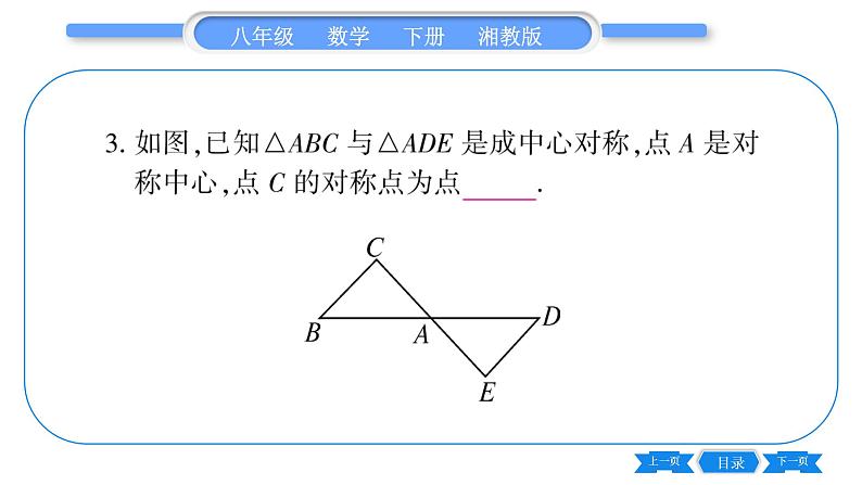 湘教版八年级数学下第2章四边形2.3 中心对称和中心对称图形第1课时中心对称习题课件05