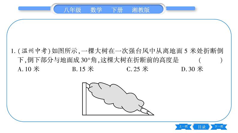 湘教版八年级数学下第1章直角三角形1.1 直角三角形的性质和判定（Ⅰ）第2课时含30°角的直角三角形的性质及其应用习题课件第6页