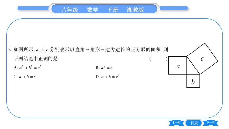 湘教版八年级数学下第1章直角三角形1.2 直角三角形的性质和判定（Ⅱ）第1课时勾股定理习题课件08