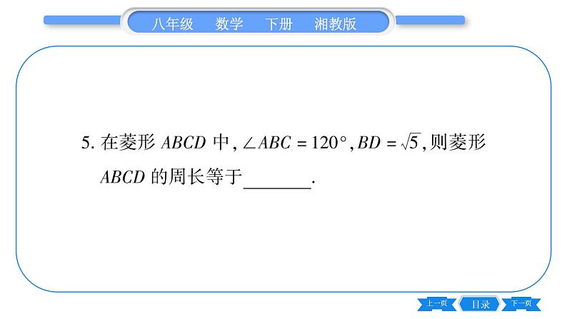 湘教版八年级数学下专项基本功训练(八)菱形的性质与判定习题课件第6页