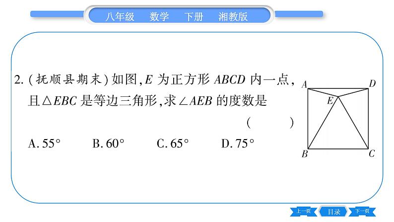 湘教版八年级数学下专项基本功训练(九)正方形的性质与判定习题课件03