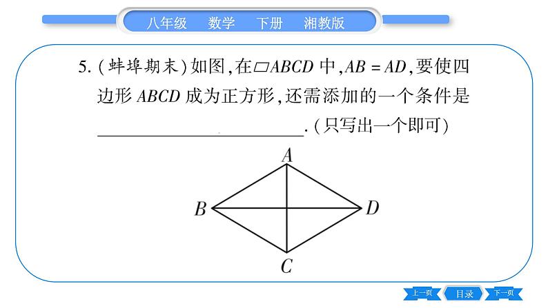 湘教版八年级数学下专项基本功训练(九)正方形的性质与判定习题课件06