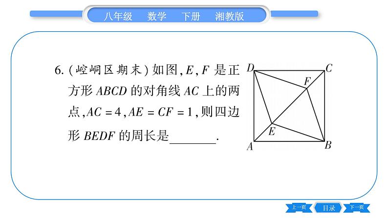 湘教版八年级数学下专项基本功训练(九)正方形的性质与判定习题课件07