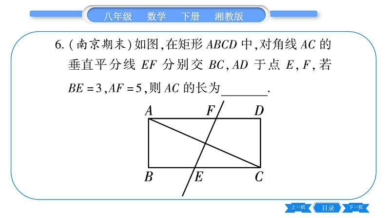 湘教版八年级数学下专项基本功训练(七)矩形的性质与判定习题课件07