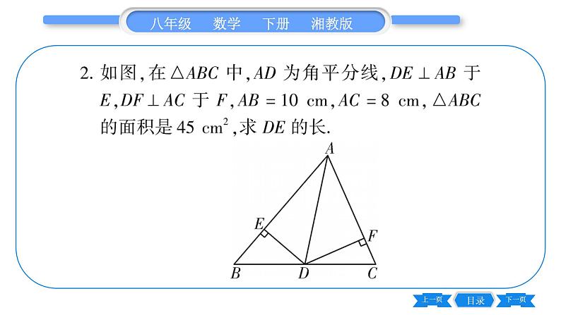 湘教版八年级数学下专项基本功训练(三)角平分线的性质与判定习题课件第4页