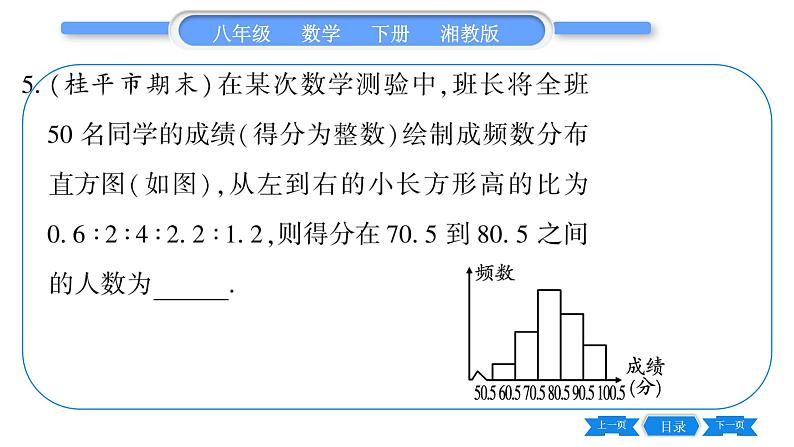 湘教版八年级数学下专项基本功训练(十五)频数直方图习题课件第6页