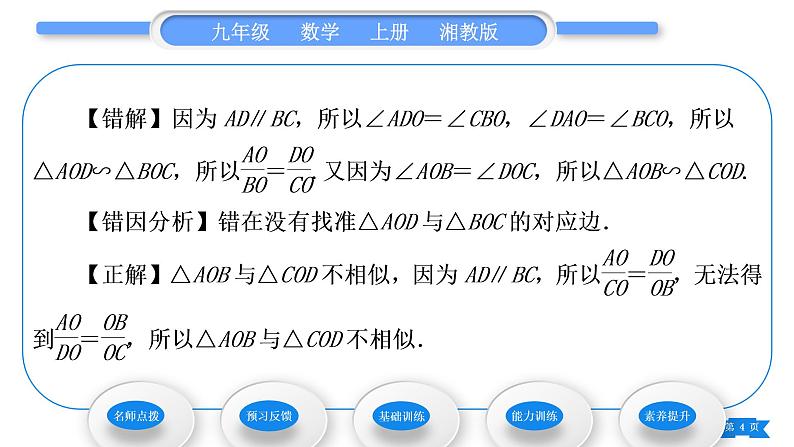 湘教版九年级数学上第3章图形的相似3.4相似三角形的判定与性质3.4.1 相似三角形的判定第3课时相似三角形的判定定理习题课件04